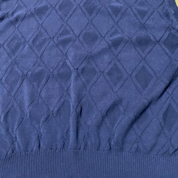 Oscar De La Renta Knit V-Neck Sweater Vest Navy Blue Men's Size XXL 100% Cotton - Picture 3 of 6